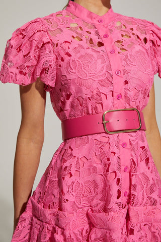 Eléonore Dantelli Kuşaklı Mini Elbise