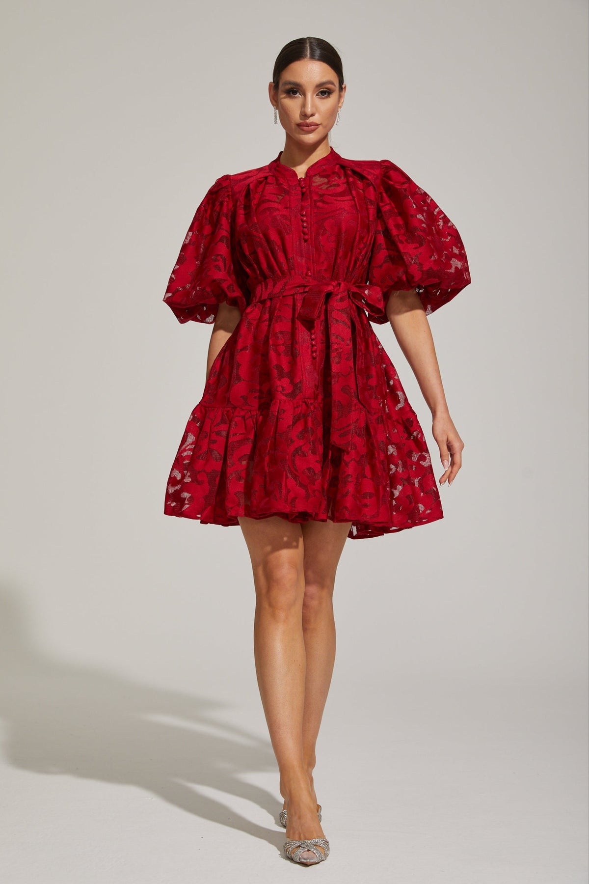 Tatienne Scarlet Blossom Kemerli Mini Elbise