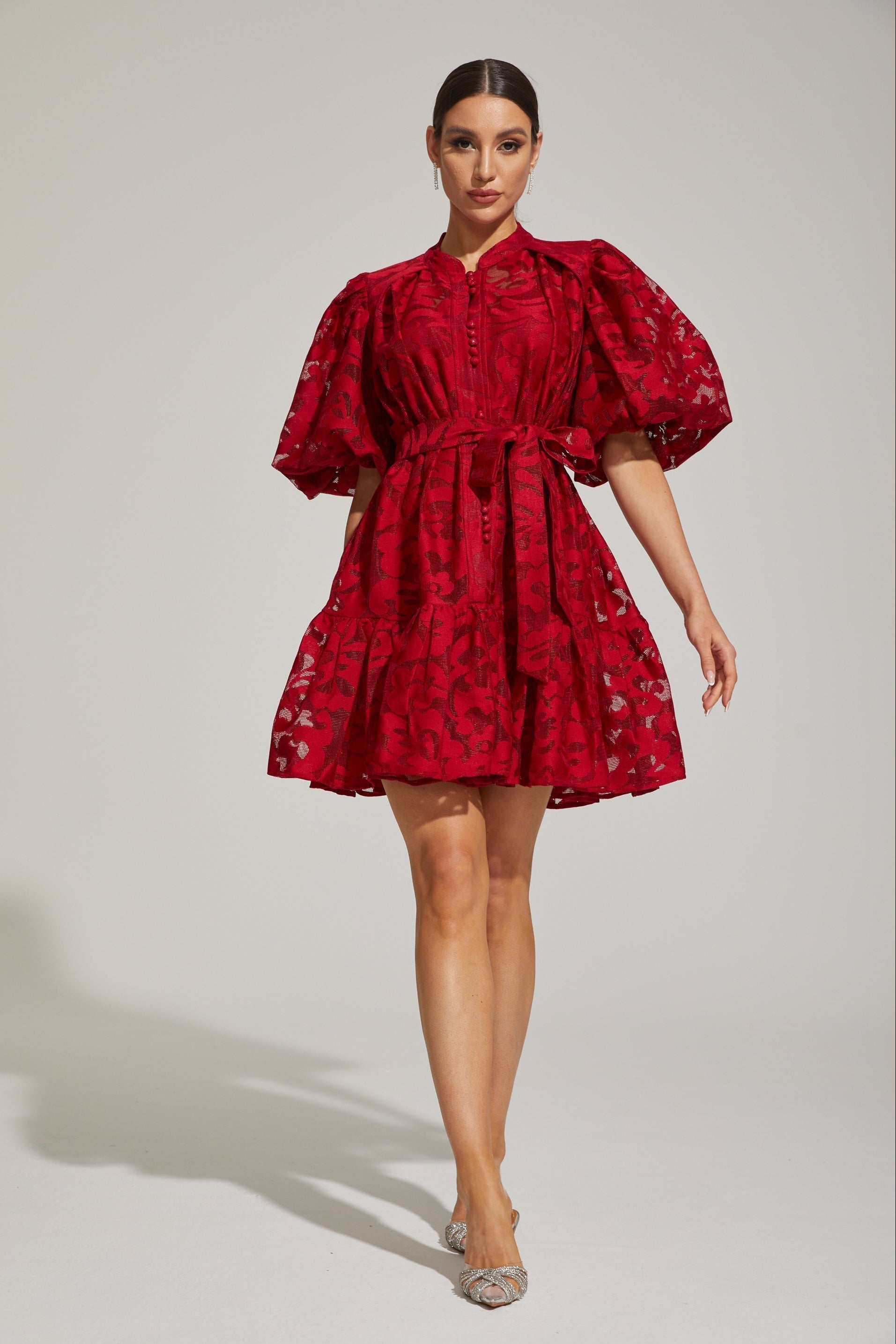 Tatienne Scarlet Blossom Kemerli Mini Elbise