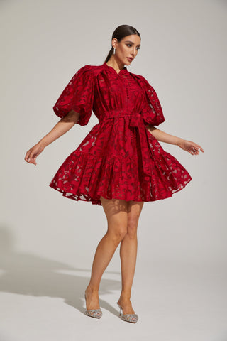 Tatienne Scarlet Blossom Kemerli Mini Elbise