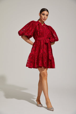 Tatienne Scarlet Blossom Kemerli Mini Elbise