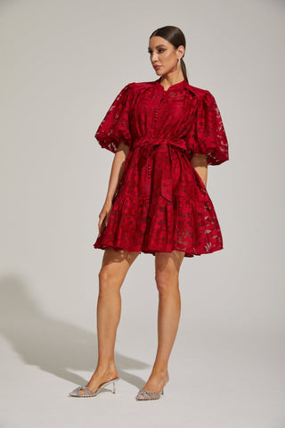 Tatienne Scarlet Blossom Kemerli Mini Elbise