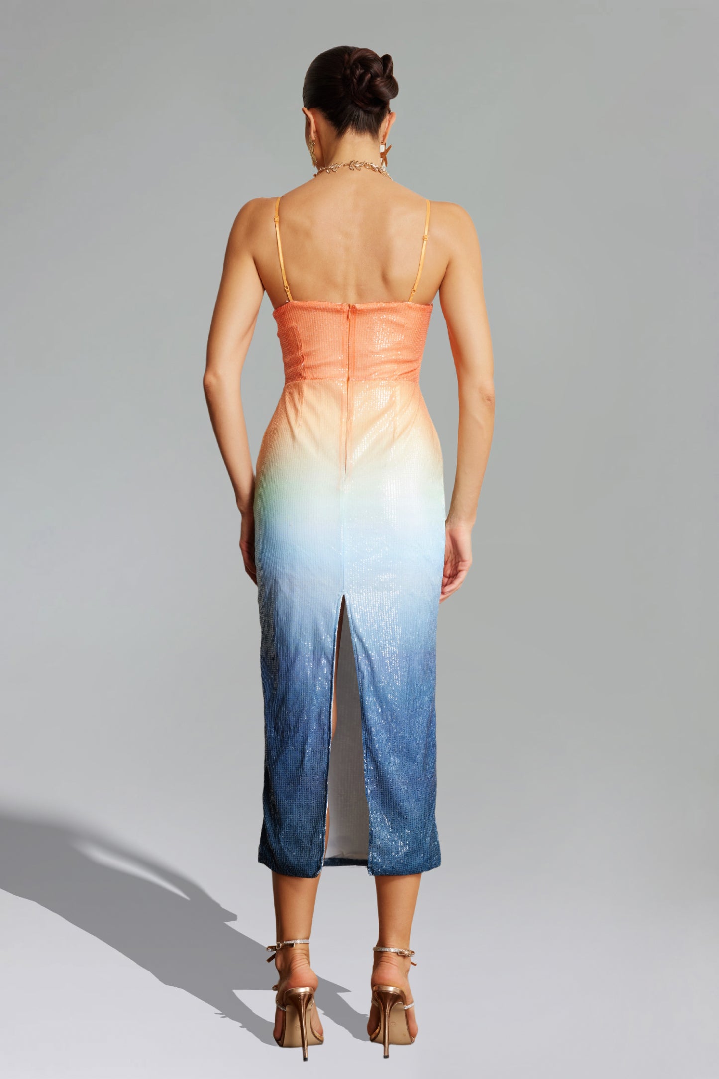 Lexy Ombré Pullu Midi Elbise