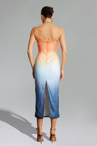 Lexy Ombré Pullu Midi Elbise