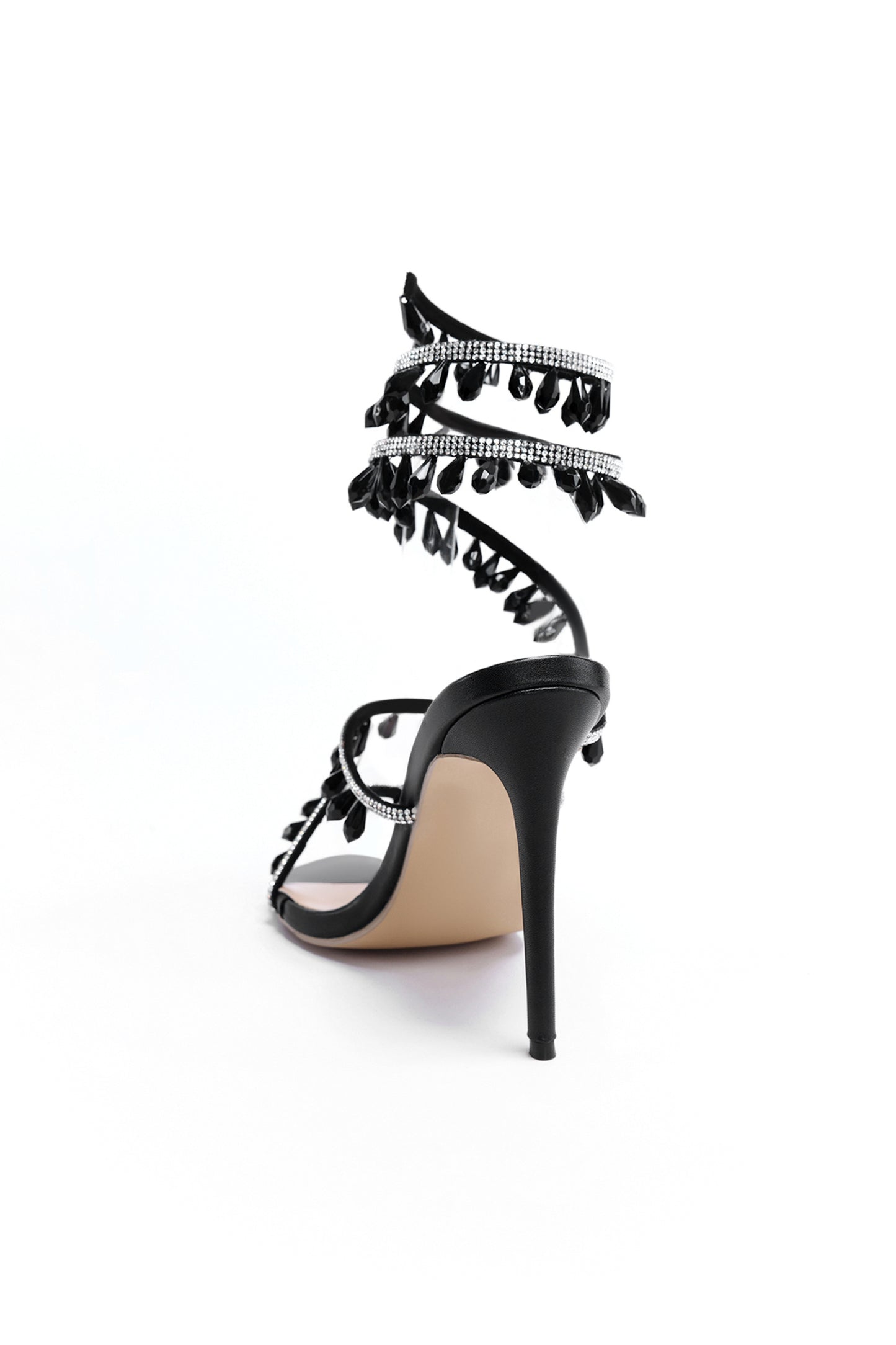 Şık Taş Detaylı Bilek Sarma Stiletto Sandalet