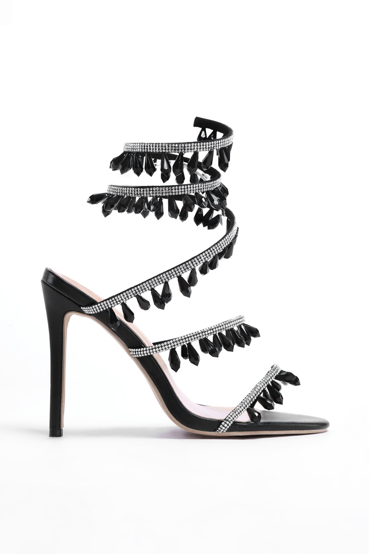 Şık Taş Detaylı Bilek Sarma Stiletto Sandalet