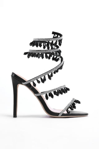 Şık Taş Detaylı Bilek Sarma Stiletto Sandalet