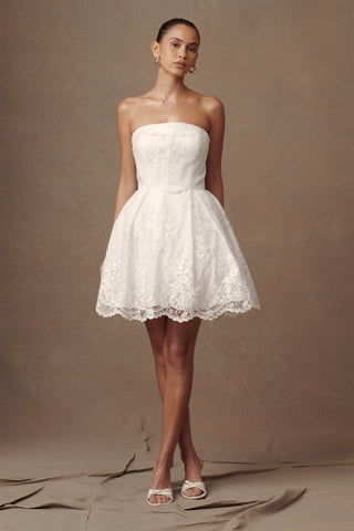 Eileen Dantel Mini Elbise - Beyaz