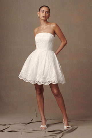 Eileen Dantel Mini Elbise - Beyaz
