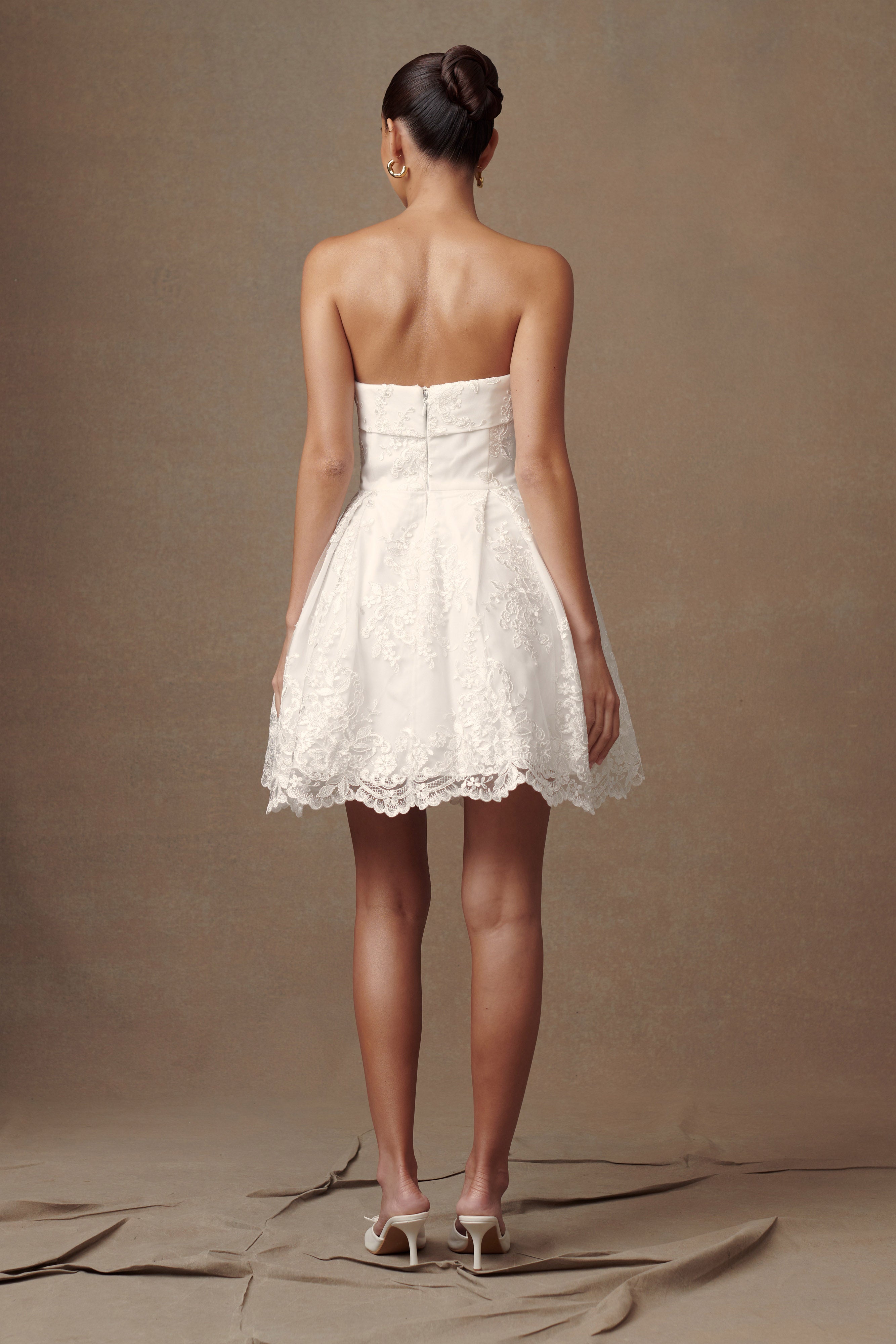 Eileen Dantel Mini Elbise - Beyaz