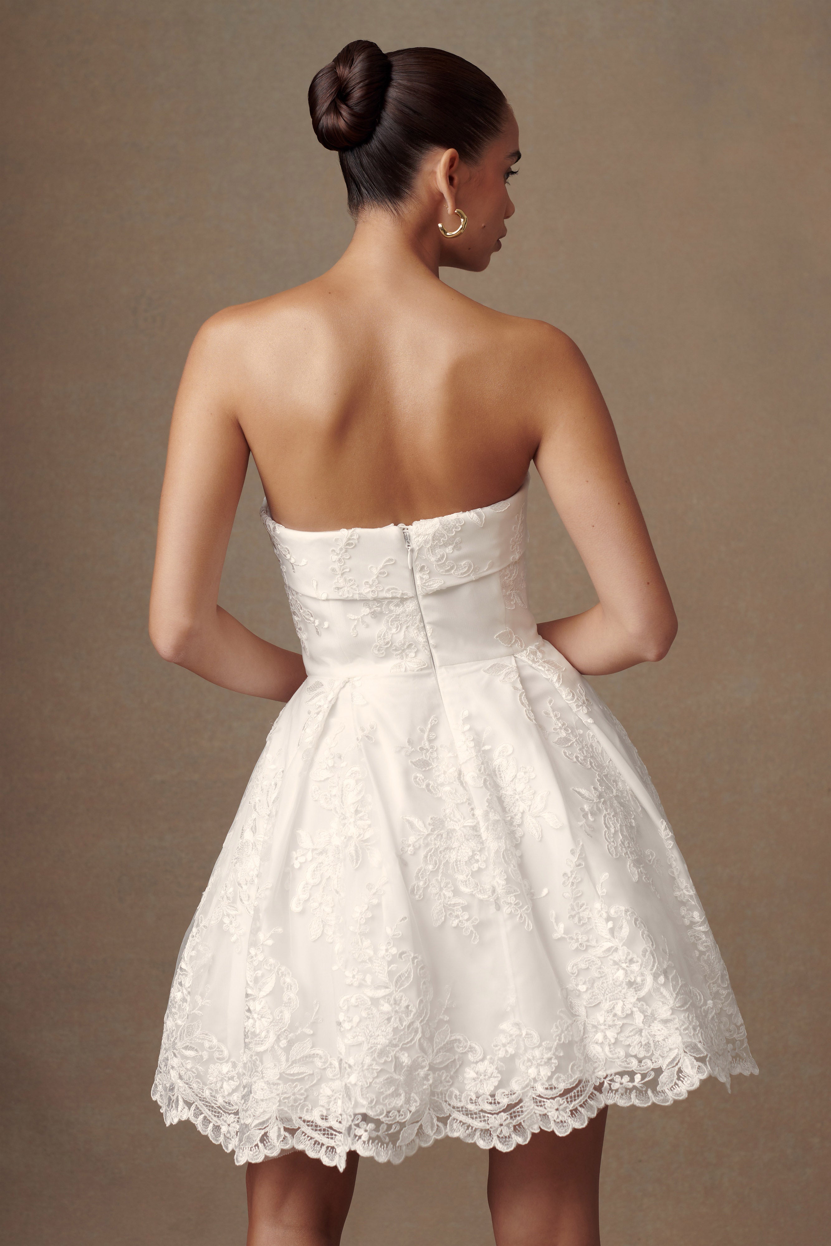 Eileen Dantel Mini Elbise - Beyaz