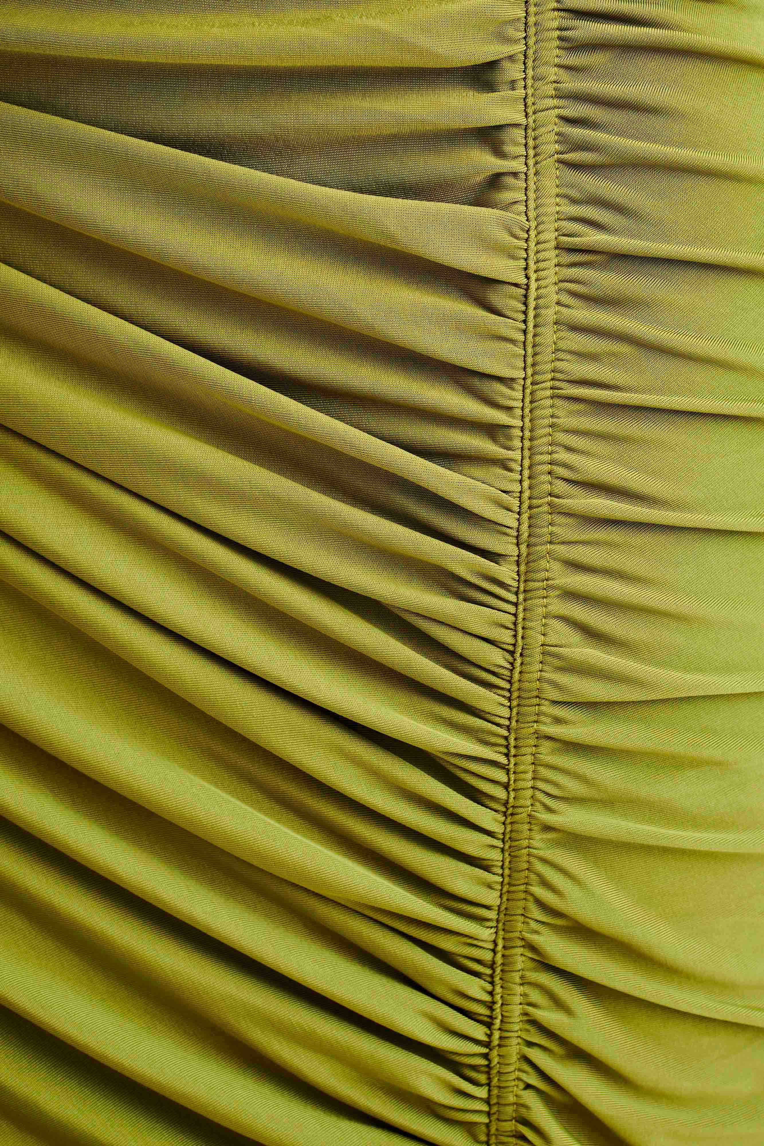 Kapri Büzgülü Dar Maxi Elbise - Vintage Zeytin