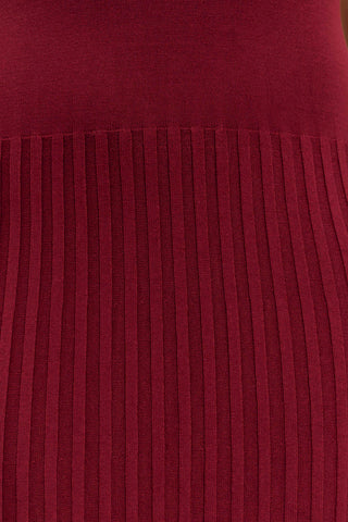 Mavis Yüksek Yaka Pileli Uzun Elbise - Maun