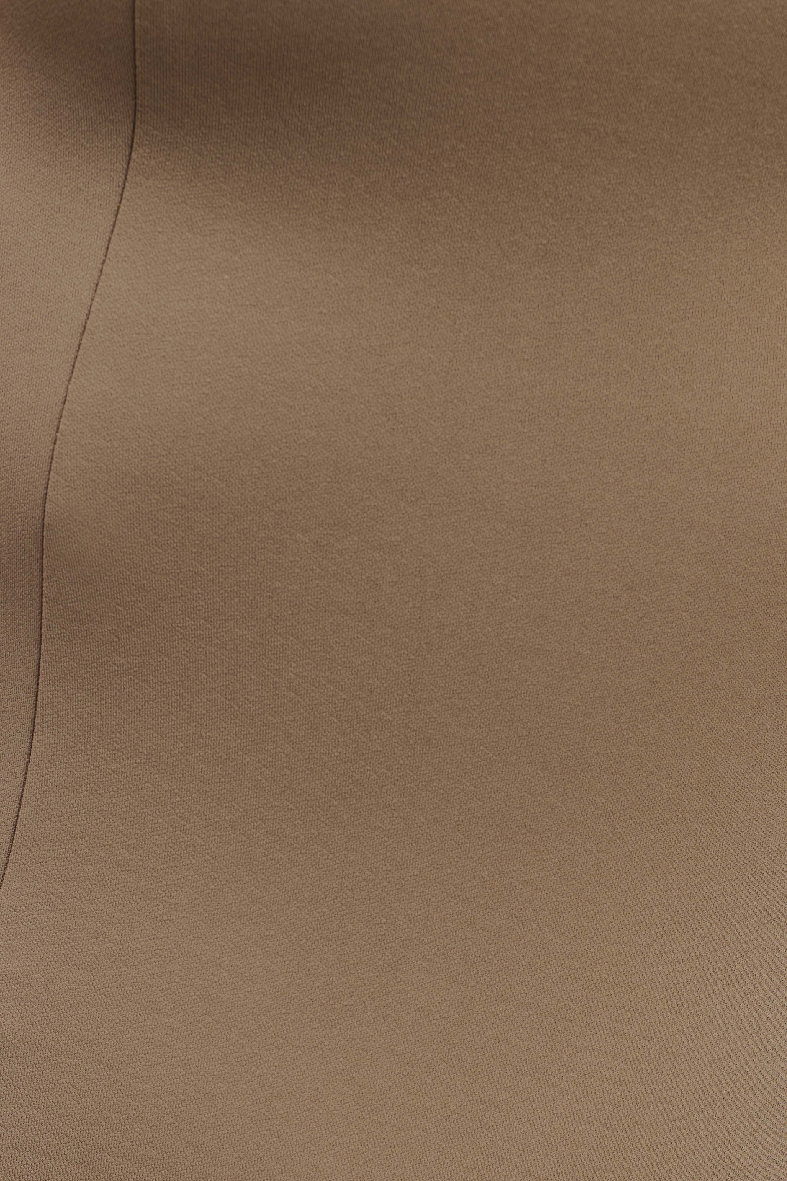 Taylor Drapeli Streç Krep Midi Elbise - Mantar