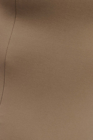 Taylor Drapeli Streç Krep Midi Elbise - Mantar