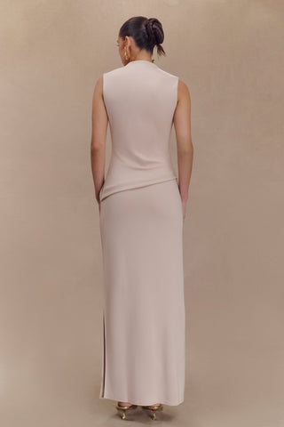 Lorelei Krep Twist Midi Elbise - Taupe