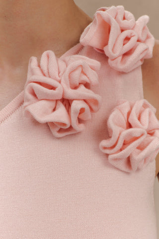 Paloma Tek Omuz Çiçekli Uzun Elbise - Bebek Pembesi