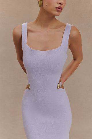 Alysanne Kesikli Örgü Uzun Elbise - Lila