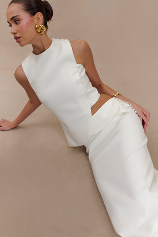 Astrid Asimetrik Kolsuz Takım Elbise Set - Beyaz