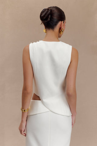 Astrid Asimetrik Kolsuz Takım Elbise Set - Beyaz