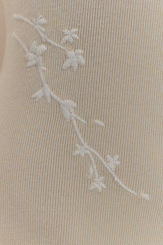 Mckenna Nakışlı Triko Midi Elbise - Krem Ve Fildişi