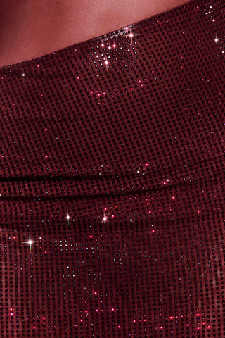 Nash Diamante Düşük Omuz Uzun Elbise - Maun