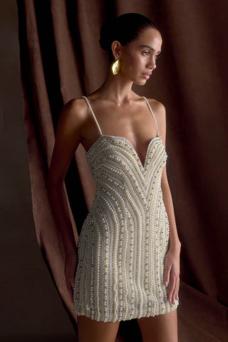 Naveena Taşlı Mini Elbise - Gümüş