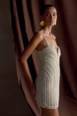 Naveena Taşlı Mini Elbise - Gümüş