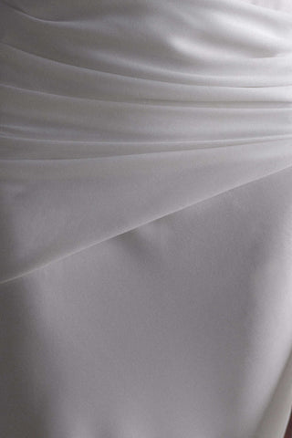 Giulia Şifon Drapeli Uzun Elbise - Beyaz