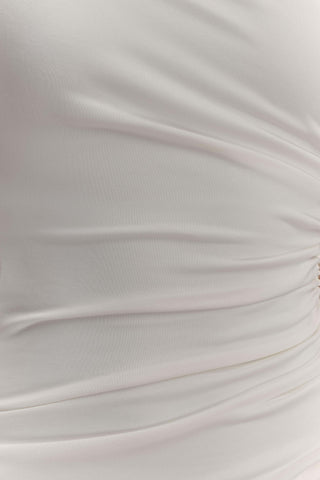 Chloe Şeftali Jersey Tek Omuz Midi Elbise - Fildişi