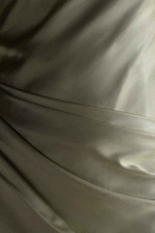 Iris Uzun Kol Saten Maxi Elbise - Adaçayı