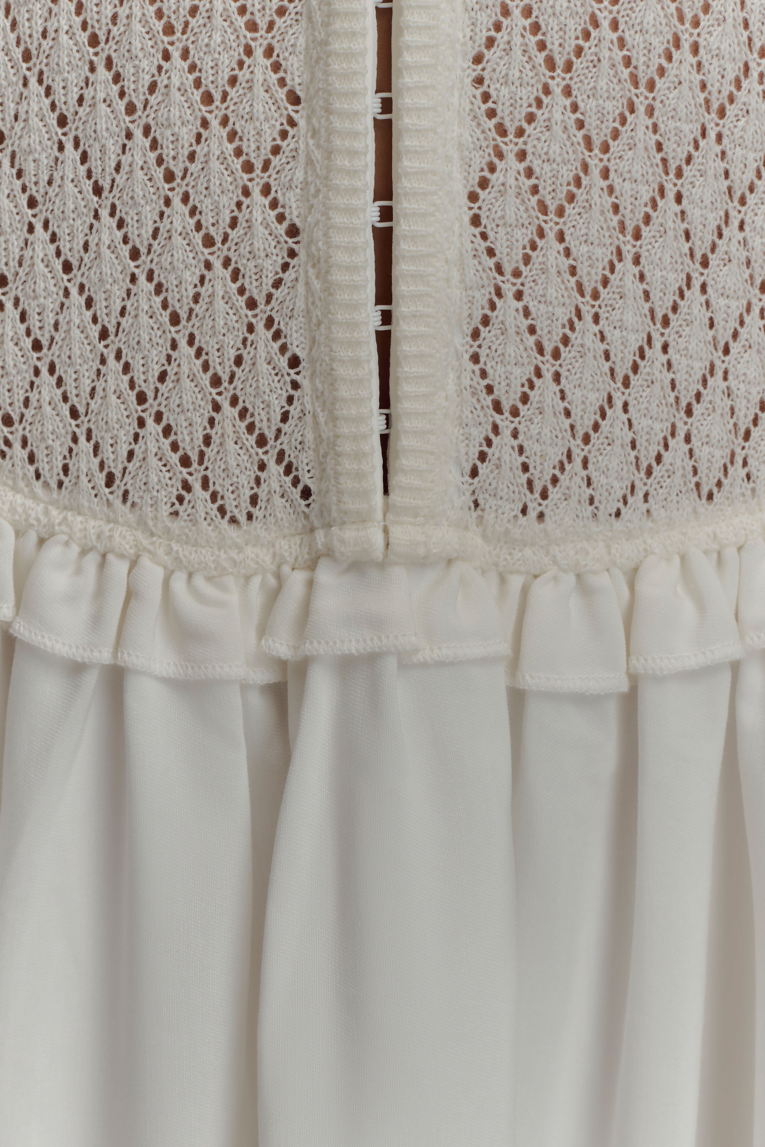 Tahlia Pointelle Örgü Midi Elbise - Beyaz