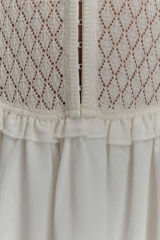 Tahlia Pointelle Örgü Midi Elbise - Beyaz