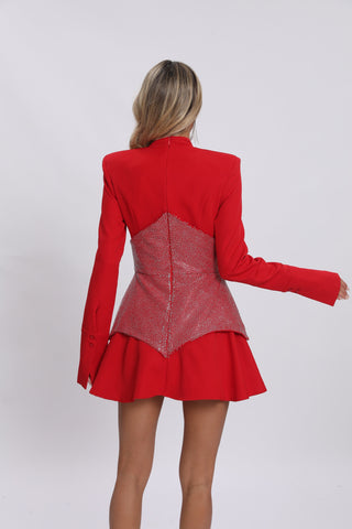 Keilani Kırmızı Uzun Kollu Mini Elbise