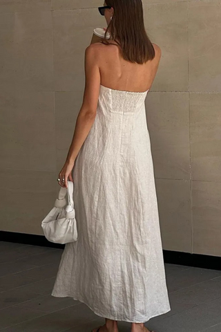 Linen Grace Strapless Keten Elbise