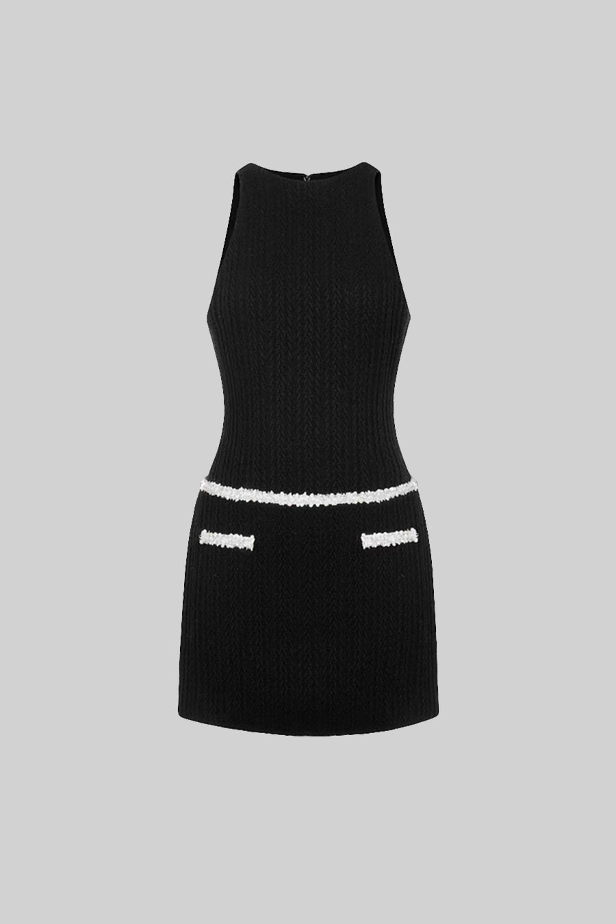 Zarif Kolsuz Dokulu Mini Elbise