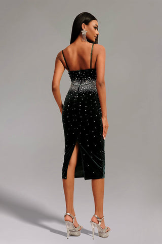 Lasa Büstiyer Beli Taş Detaylı Midi Elbise