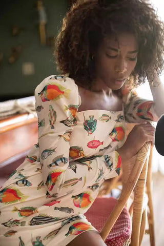 Balık Desenli Mini Elbise