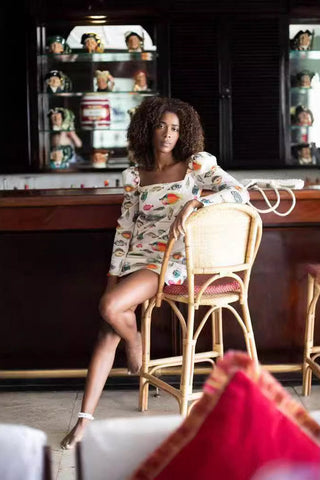 Balık Desenli Mini Elbise