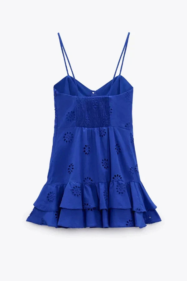 Azure Elegance Kuşgözlü Mini Elbise