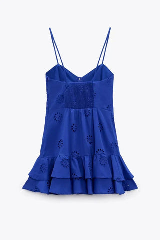 Azure Elegance Kuşgözlü Mini Elbise
