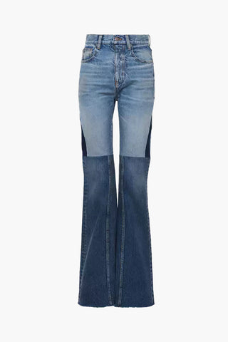 Denim Patchwork Düz Paça Kot