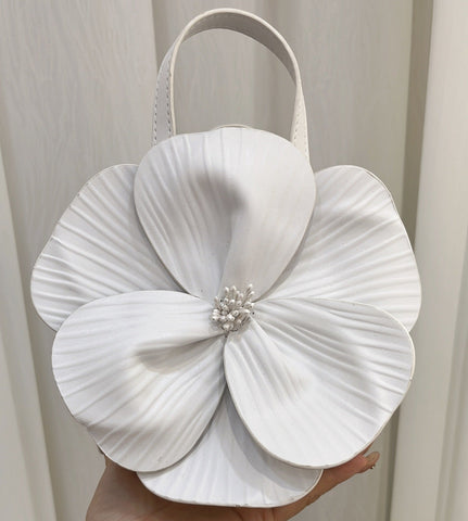 Şık 3D Petal Çiçek Düz Renk Yaka Çanta