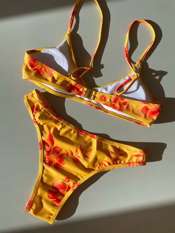Red flower Bikini Set