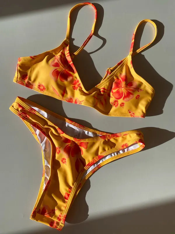 Red flower Bikini Set