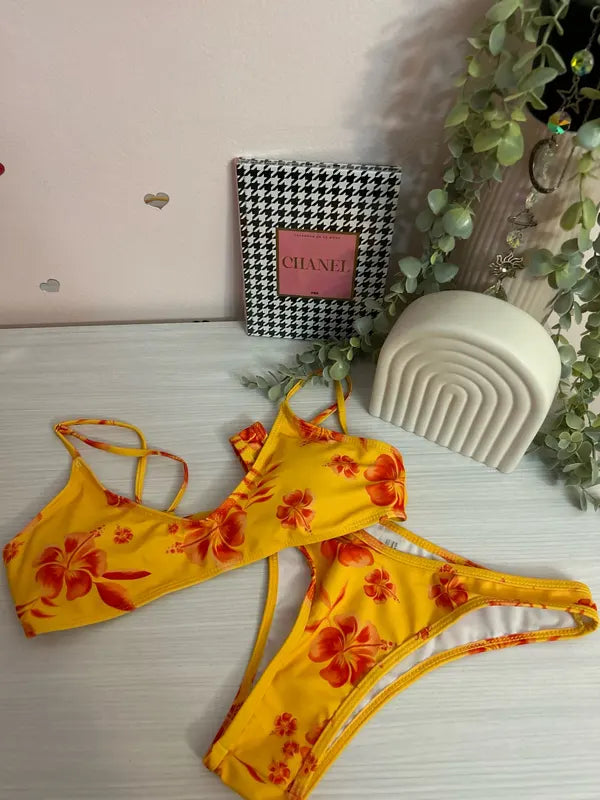 Red flower Bikini Set