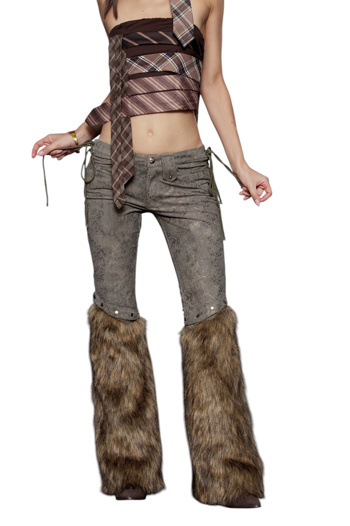 Suni Kürklü Bağcıklı Pantolon