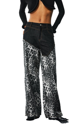 Asimetrik Siyah Leopar Pantolon