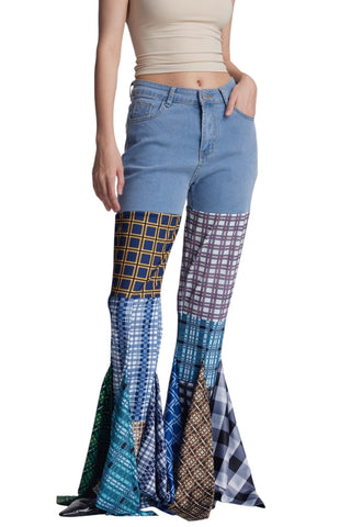 Kare Desenli Fırfır Detaylı Deconstruct Pantolon