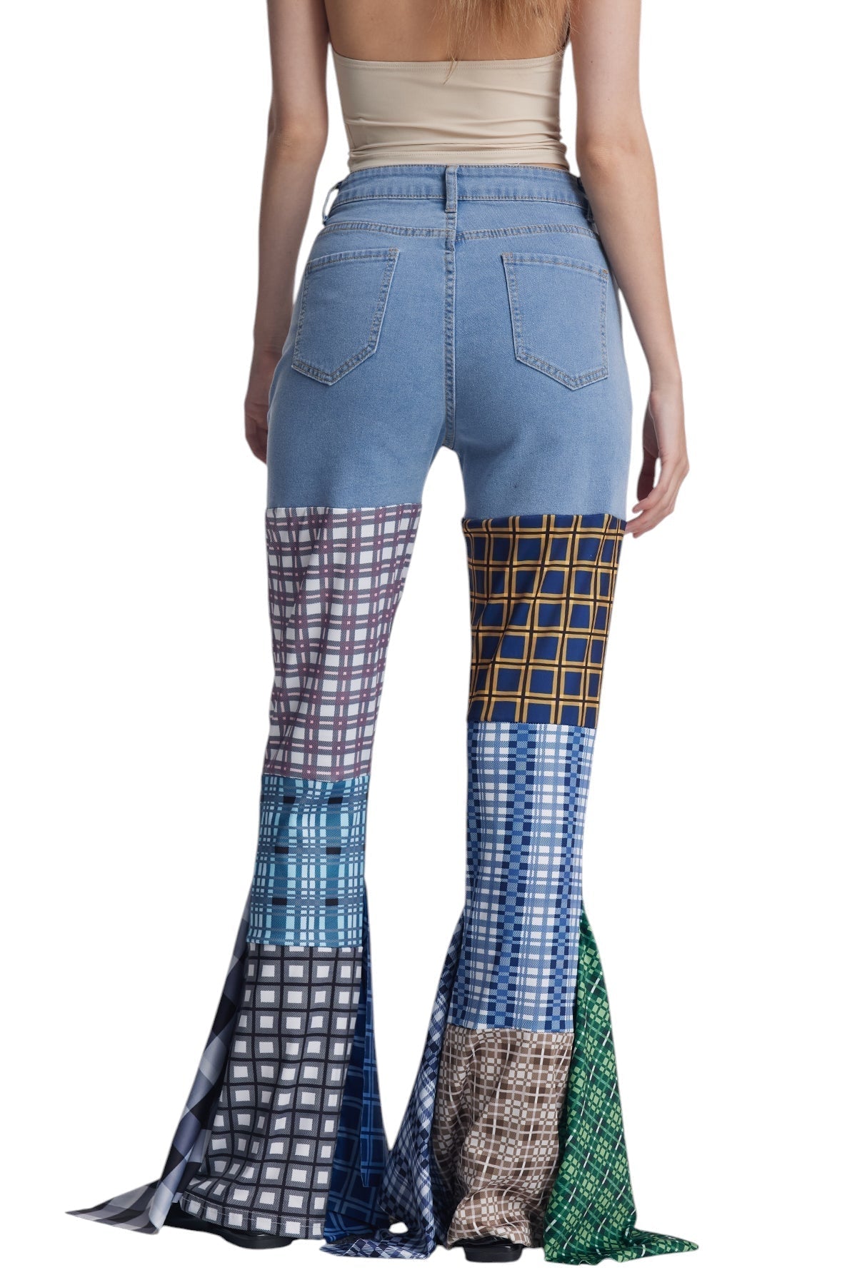 Kare Desenli Fırfır Detaylı Deconstruct Pantolon